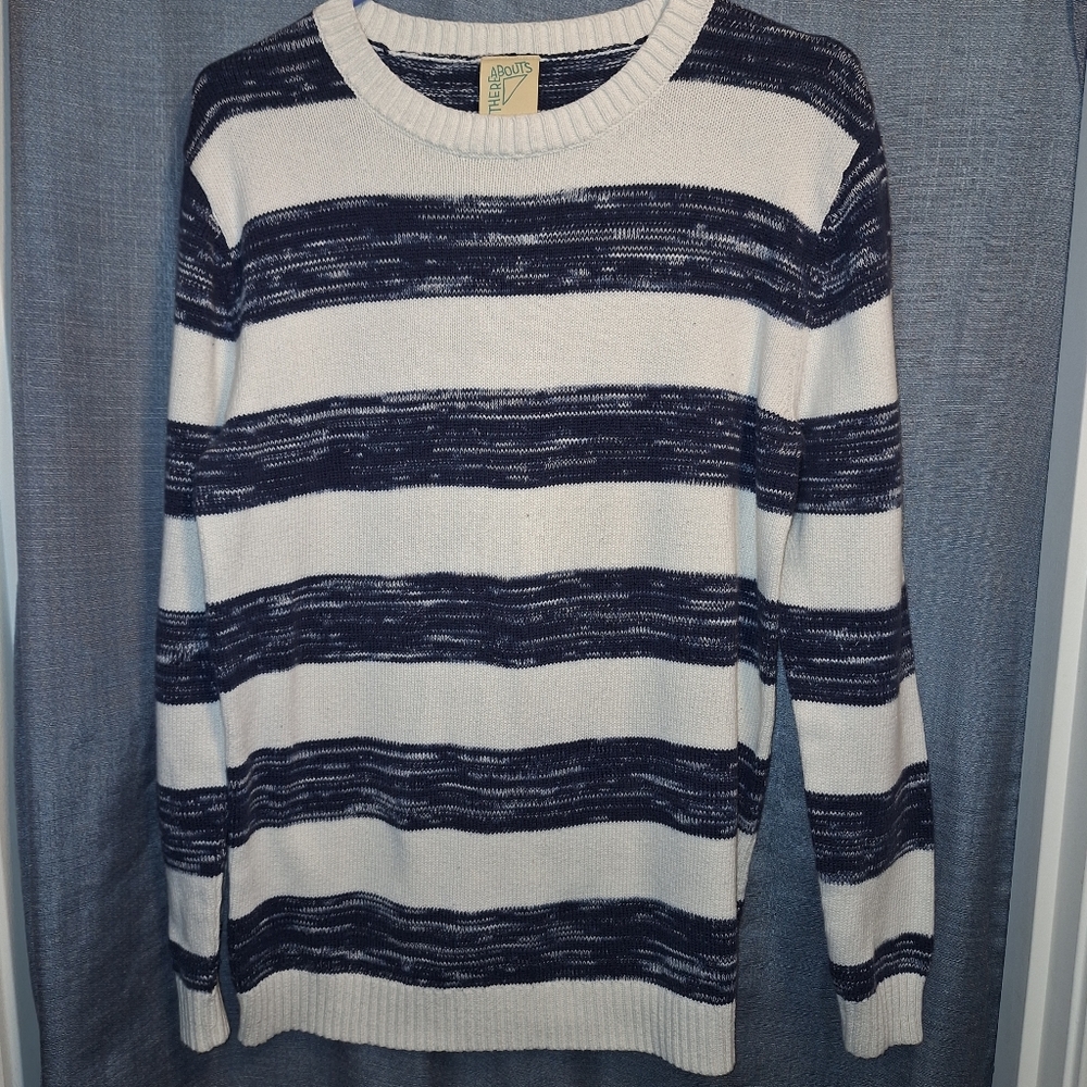 Thereabouts Striped Sweater Navy Blue White Women's XL